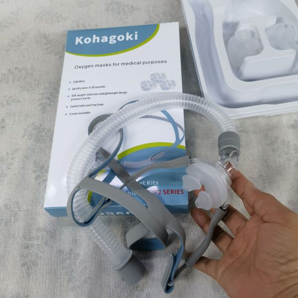 Kohagoki Oxygen Mask for Adults - Soft Silicone Face Mask with Oxygen Tubing, Adjustable Head Straps, Lightweight & Comfortable for Home Use, Universal Fit for Most Concentrators